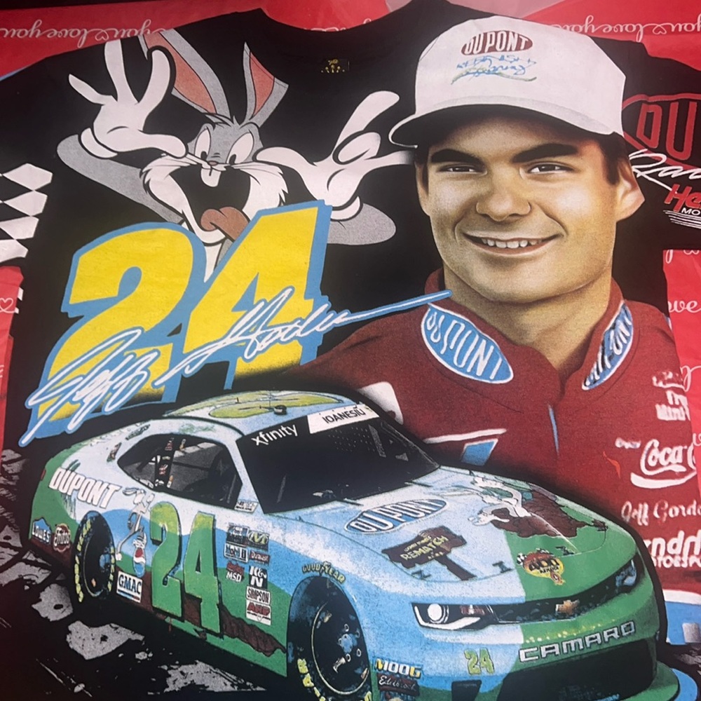 Brand new never work Jeff Gordon bugs bunny AOP shirt y2k early 2000s very rare